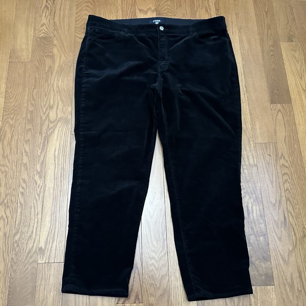 Chaps‎ 24W Black Straight Leg Velvet Pants Zipper Fly Work Holiday